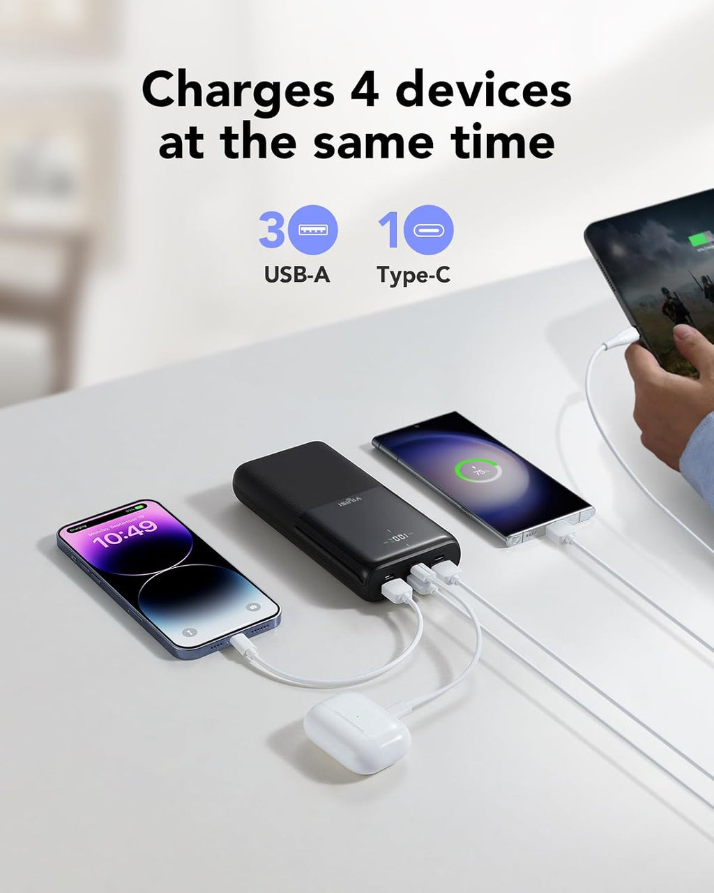 Batterie Externe 30000 Mah 22,5W Power Bank Charge Rapide USB C