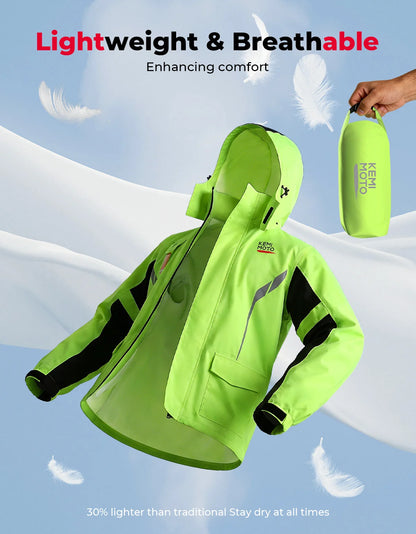 Summer Motorcycle Raincoat Rain Jacket Pants LED Alert Split Suit Rainstorm Waterproof Reflective Impermeable for Outdoor Riding
