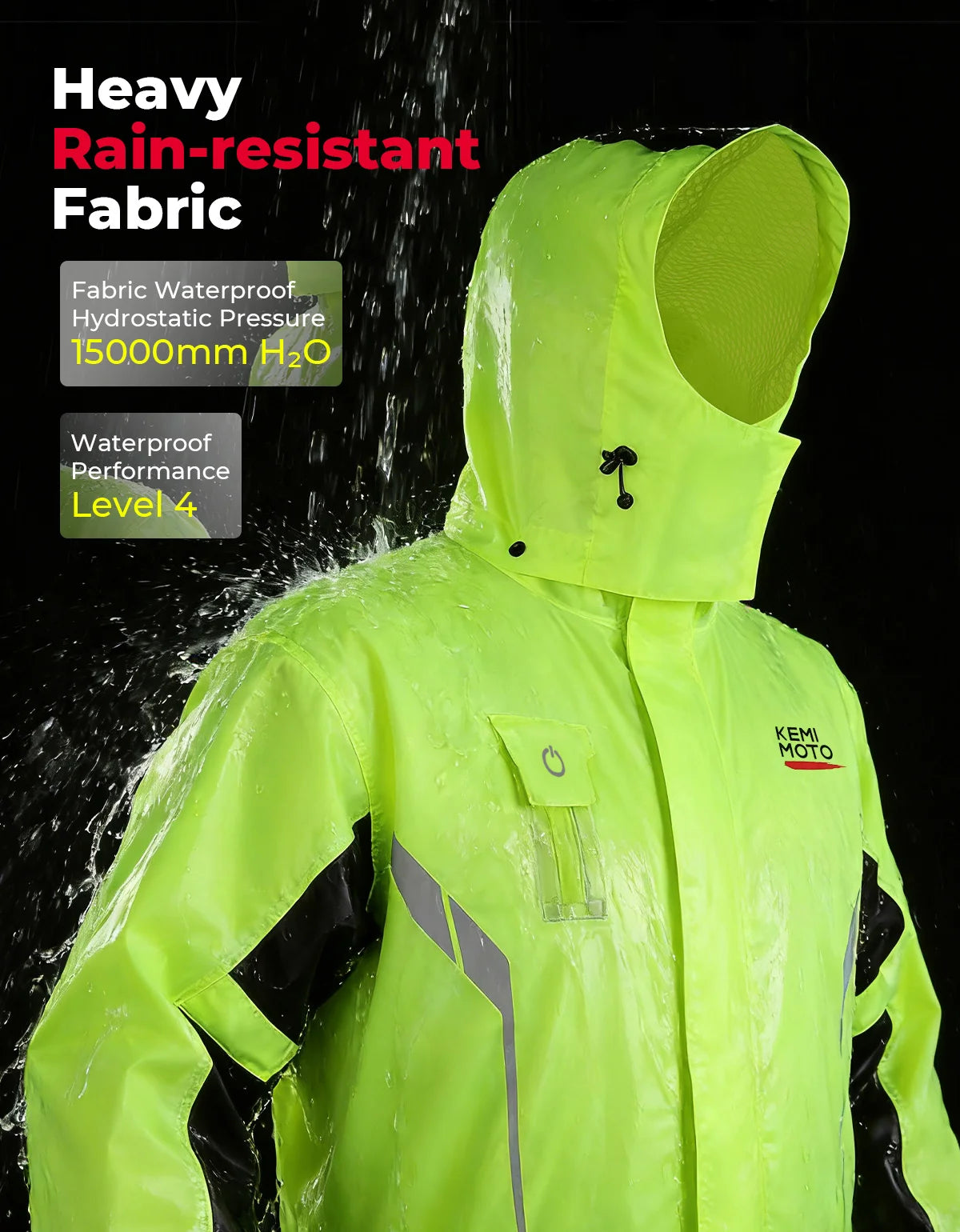 Summer Motorcycle Raincoat Rain Jacket Pants LED Alert Split Suit Rainstorm Waterproof Reflective Impermeable for Outdoor Riding
