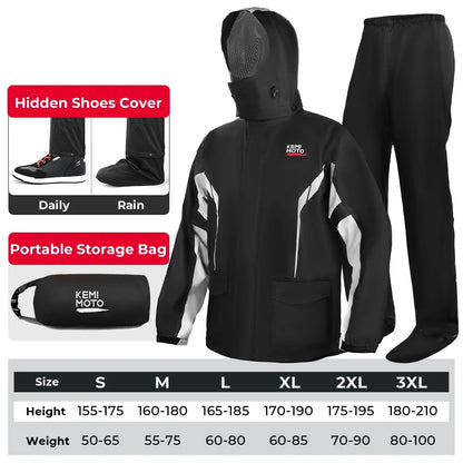 Summer Motorcycle Raincoat Rain Jacket Pants LED Alert Split Suit Rainstorm Waterproof Reflective Impermeable for Outdoor Riding