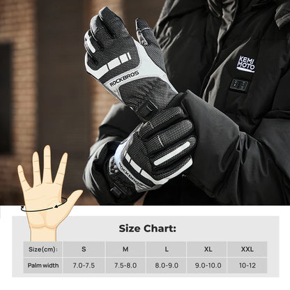 Electric Scooter Winter Heated Gloves USB Post Heating Thermal Gloves for Motorcycle Touchscreen Anti-Slip Cycling Bike Gloves