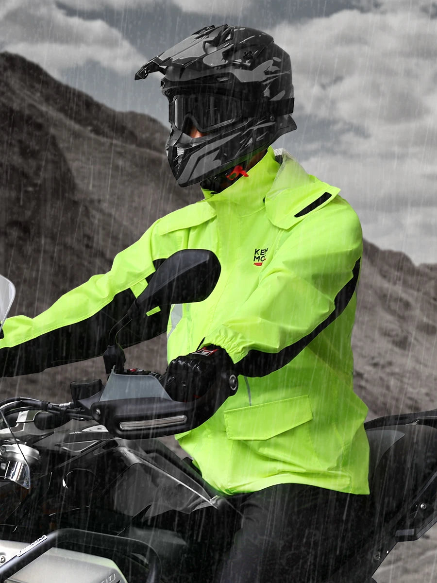 Summer Motorcycle Raincoat Rain Jacket Pants LED Alert Split Suit Rainstorm Waterproof Reflective Impermeable for Outdoor Riding