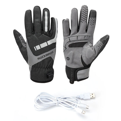 Electric Scooter Winter Heated Gloves USB Post Heating Thermal Gloves for Motorcycle Touchscreen Anti-Slip Cycling Bike Gloves