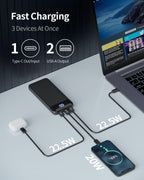Batterie Externe 13800Mah, Slimmest 22.5W Power Bank,Batterie Portable USB C (Entrée/Sortie) PD3.0 QC4.0 Charge Rapide Chargeur Portable Avec Affichage LCD Compatible Iphone Etc.