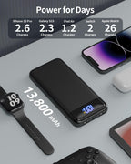 Batterie Externe 13800Mah, Slimmest 22.5W Power Bank,Batterie Portable USB C (Entrée/Sortie) PD3.0 QC4.0 Charge Rapide Chargeur Portable Avec Affichage LCD Compatible Iphone Etc.